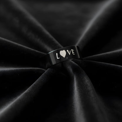 Black Love Heart Ring 6cm