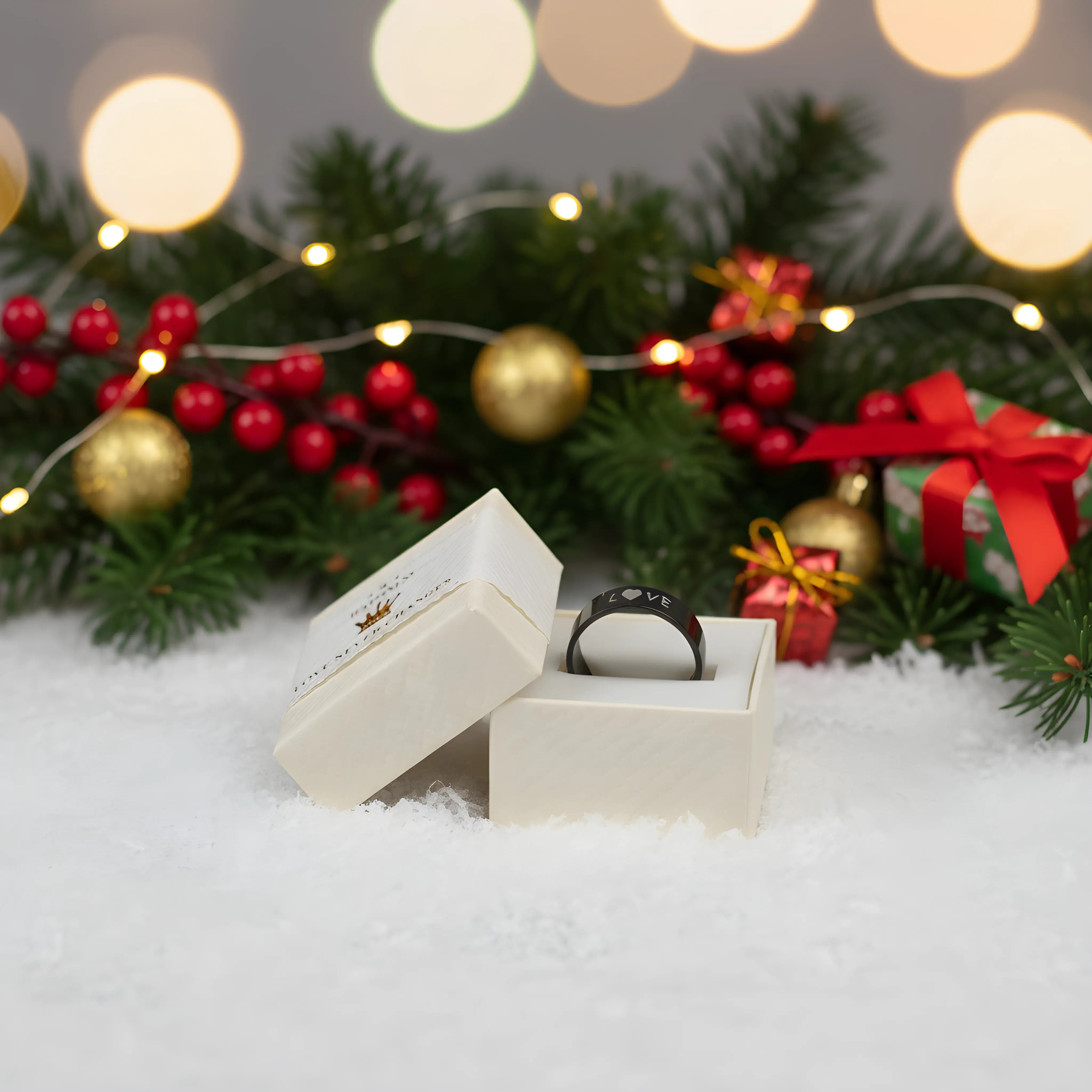 Black Love Heart Ring 6cm