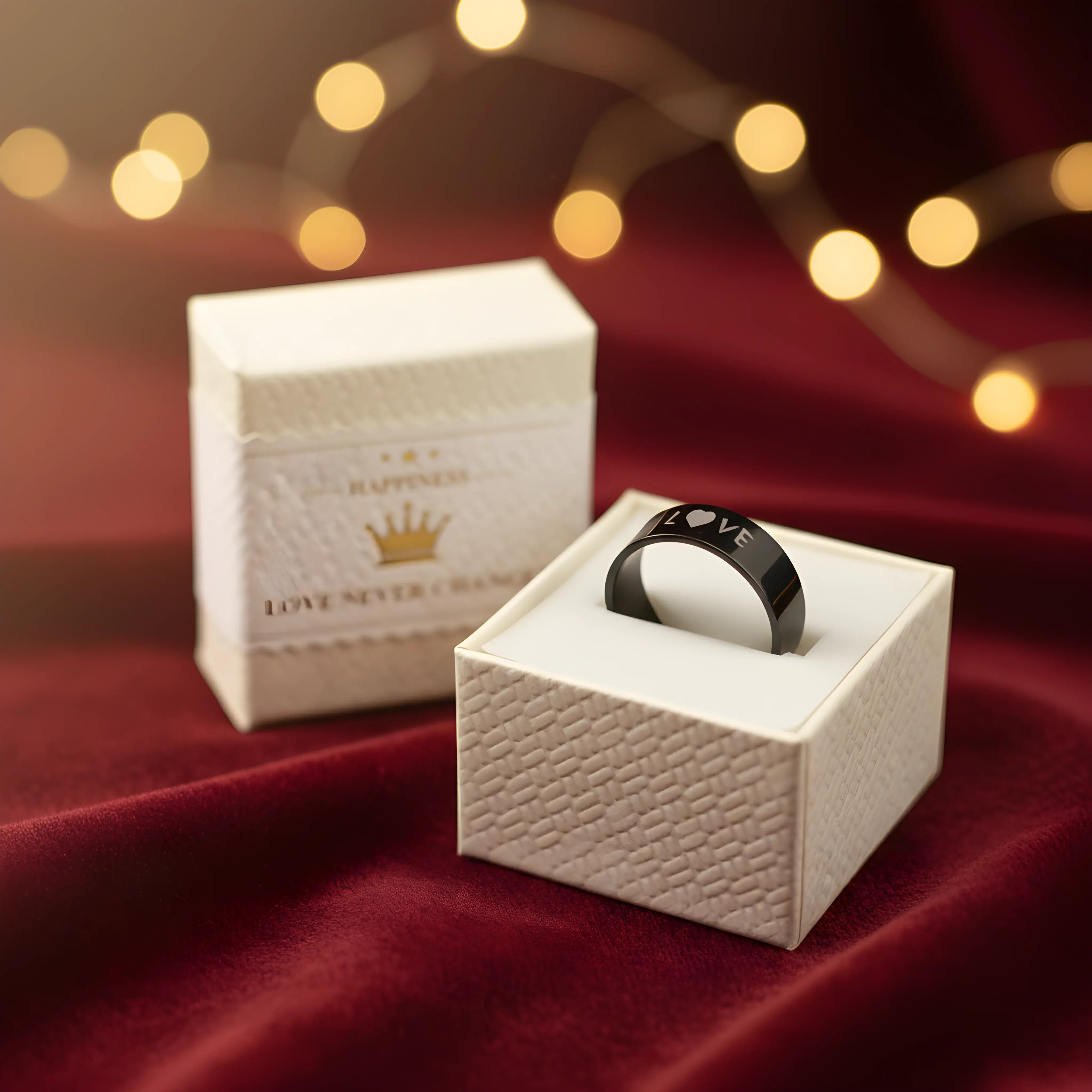 Black Love Heart Ring 6cm