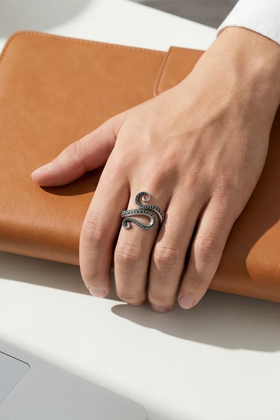 Kraken’s Embrace: Detailed Octopus Tentacle Ring