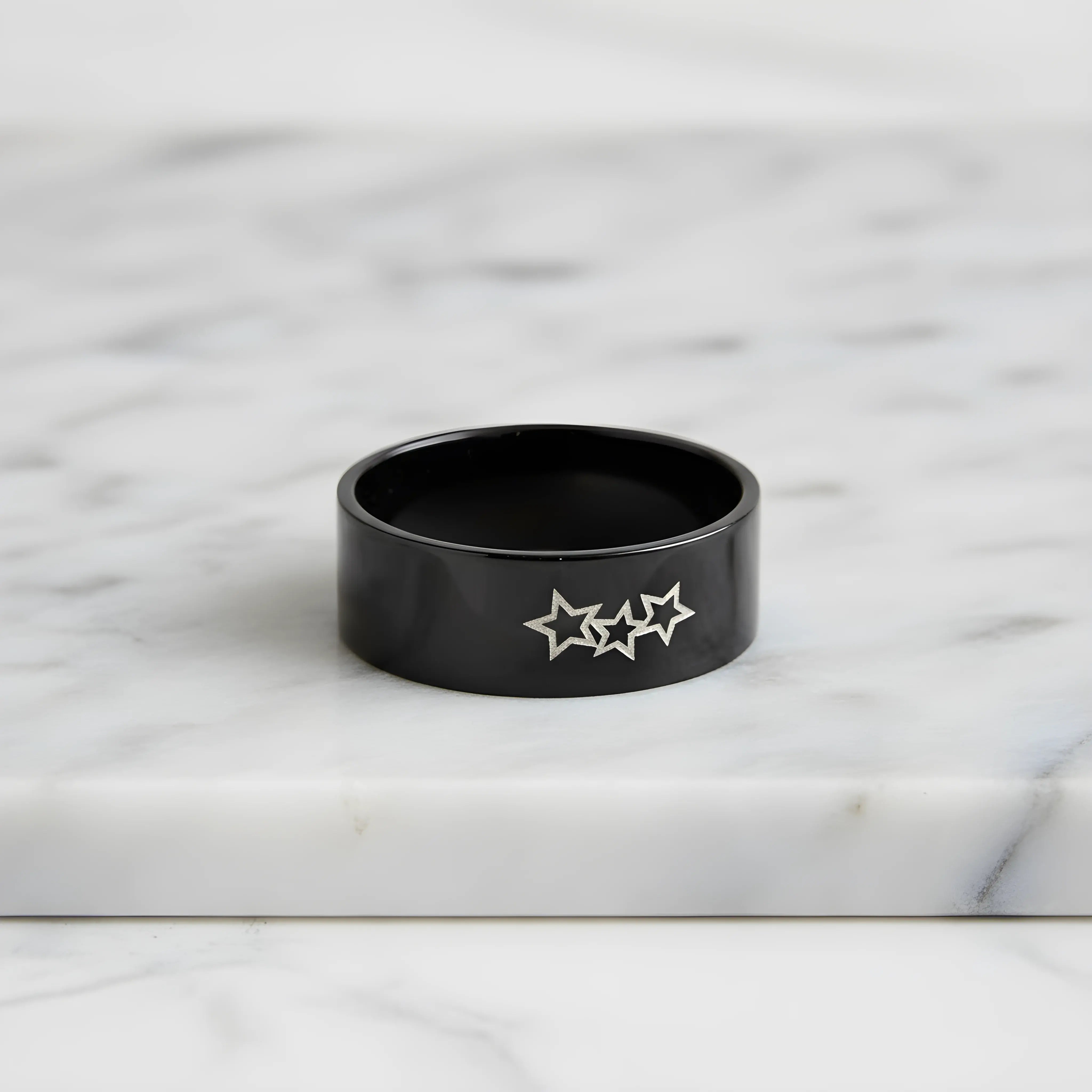 Black Triple Star Ring 6cm