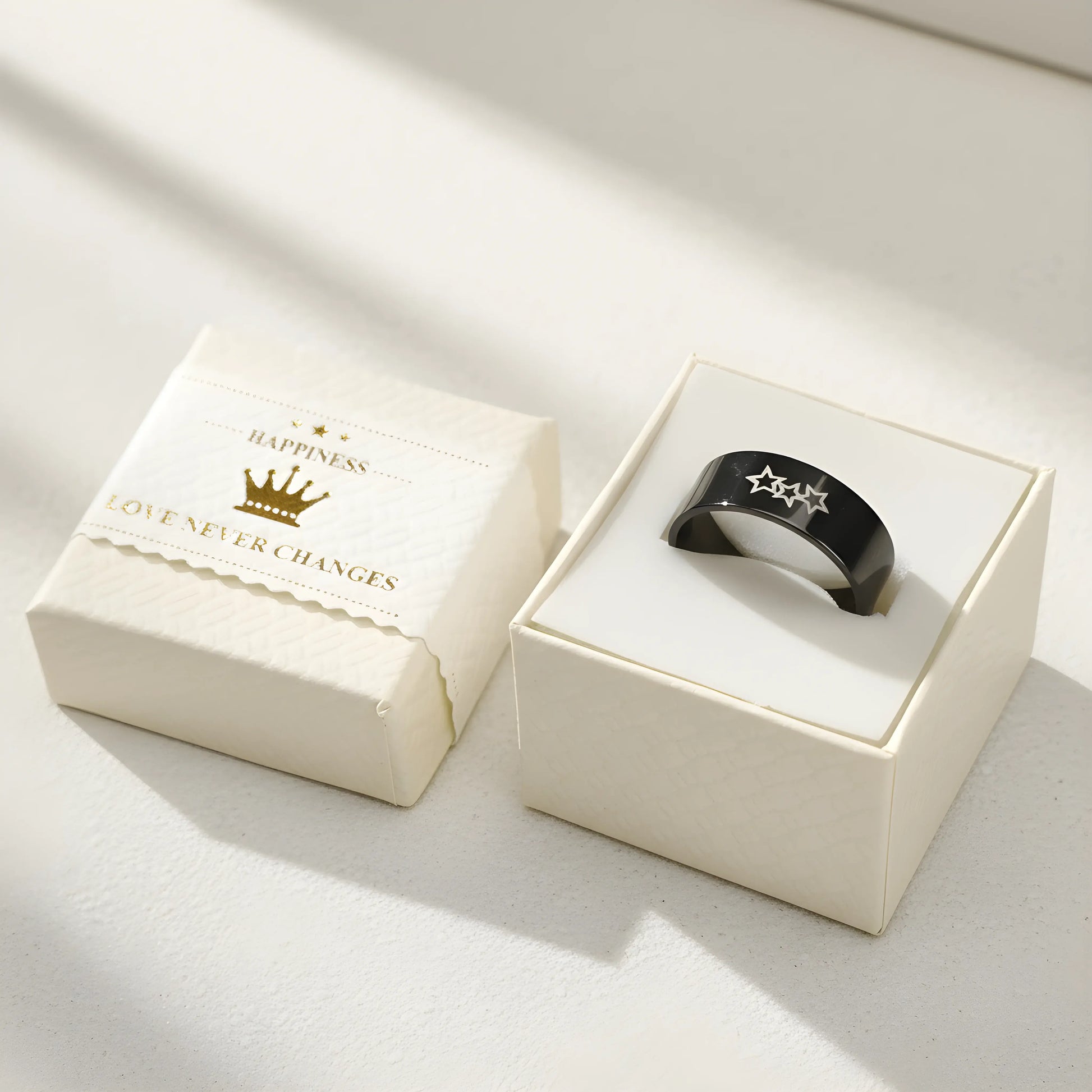 Black Triple Star Ring 6cm