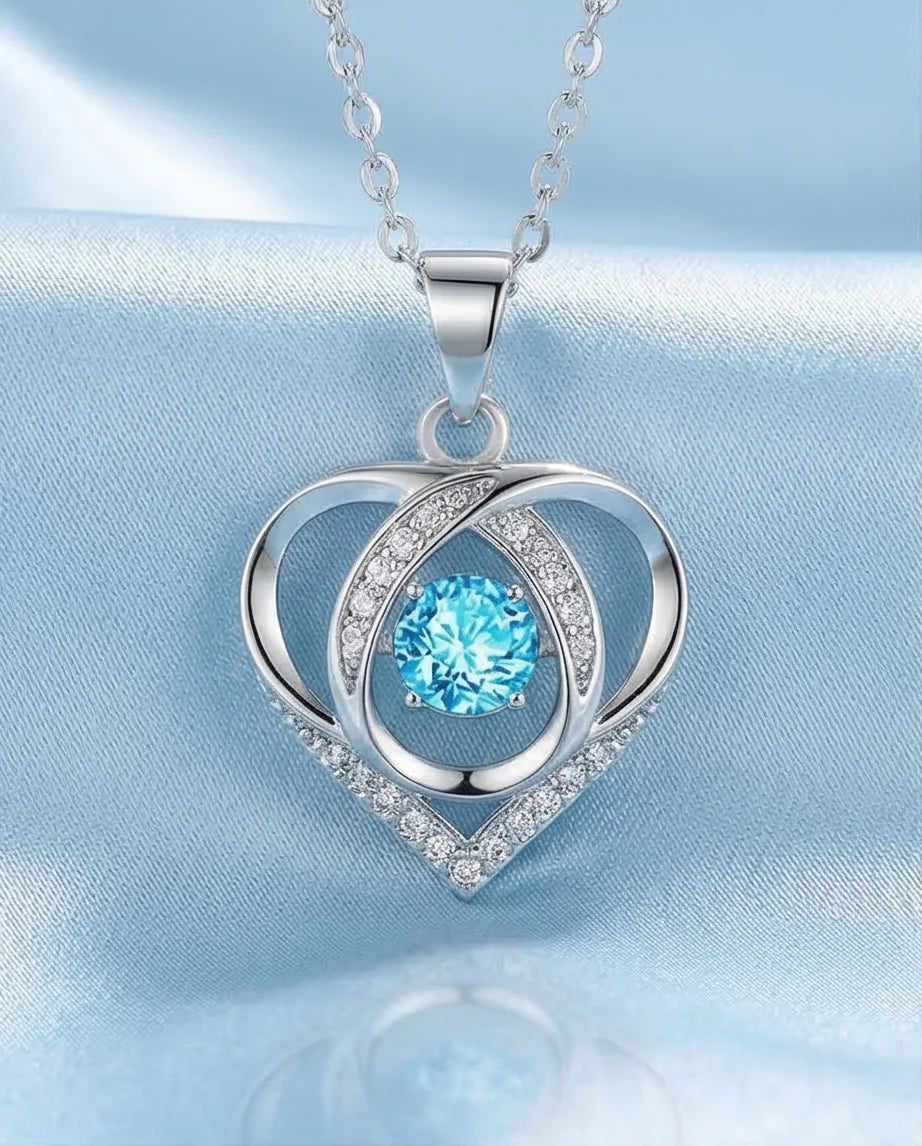The Azure Soul: Interlocking Hearts Necklace