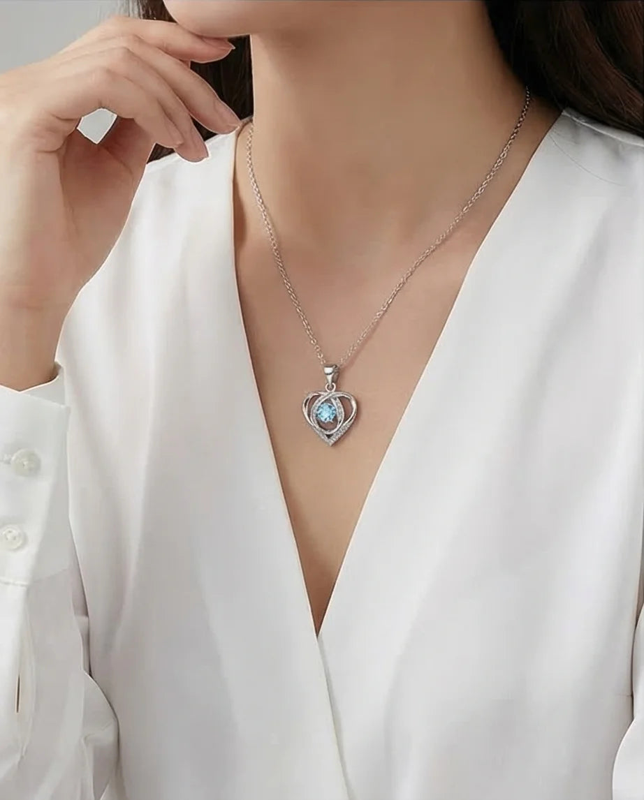 The Azure Soul: Interlocking Hearts Necklace