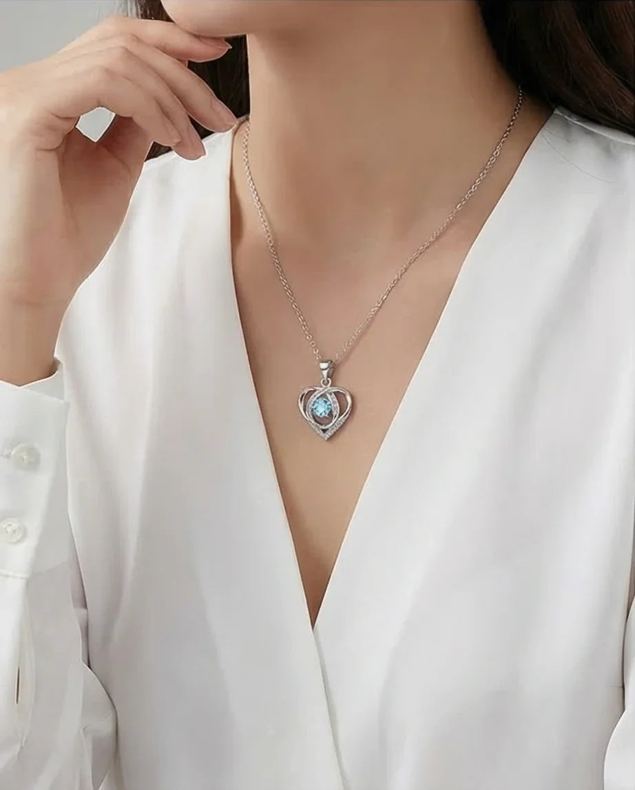 The Azure Soul: Interlocking Hearts Necklace