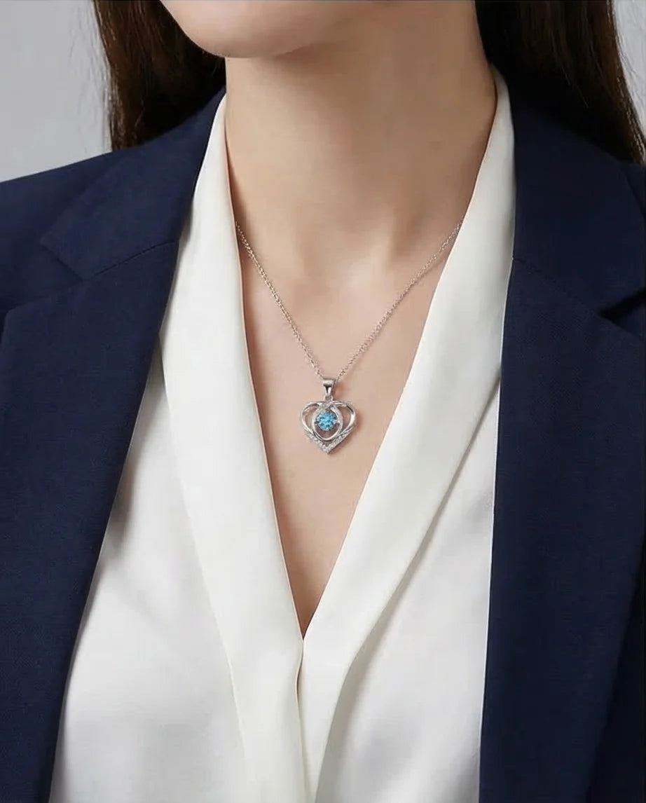 The Azure Soul: Interlocking Hearts Necklace