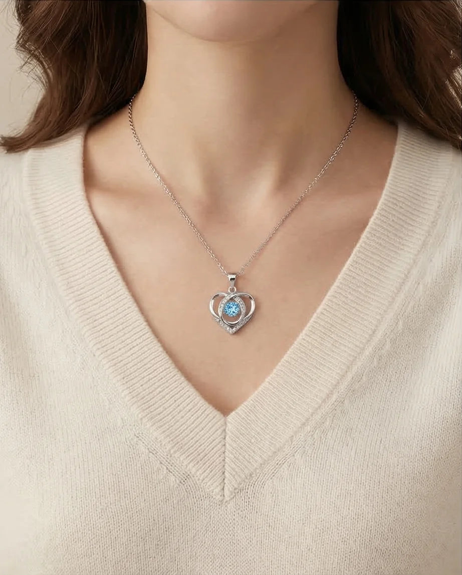 The Azure Soul: Interlocking Hearts Necklace