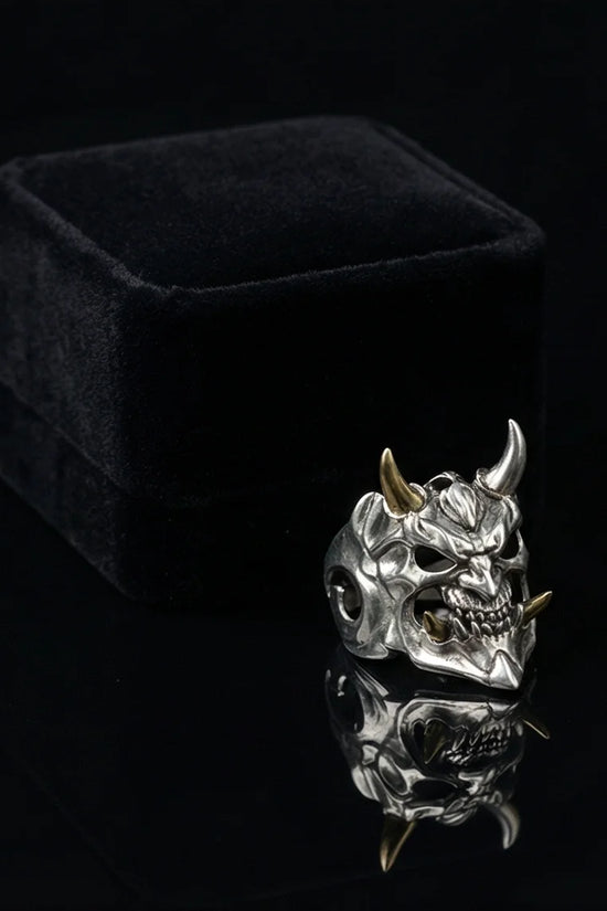 The Golden Horned Oni Mask Ring