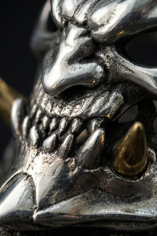 The Golden Horned Oni Mask Ring
