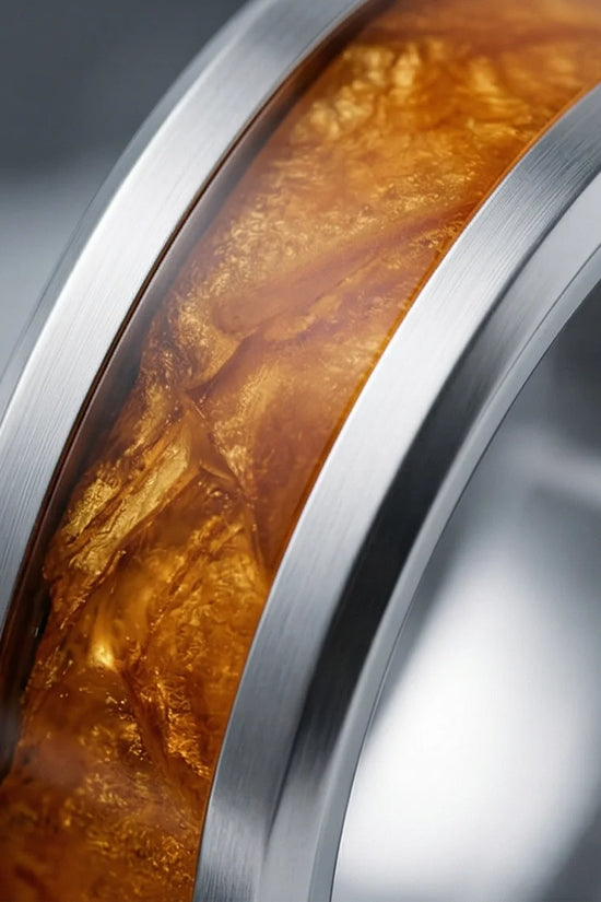 Amber Horizon: Beveled Silver Statement Ring
