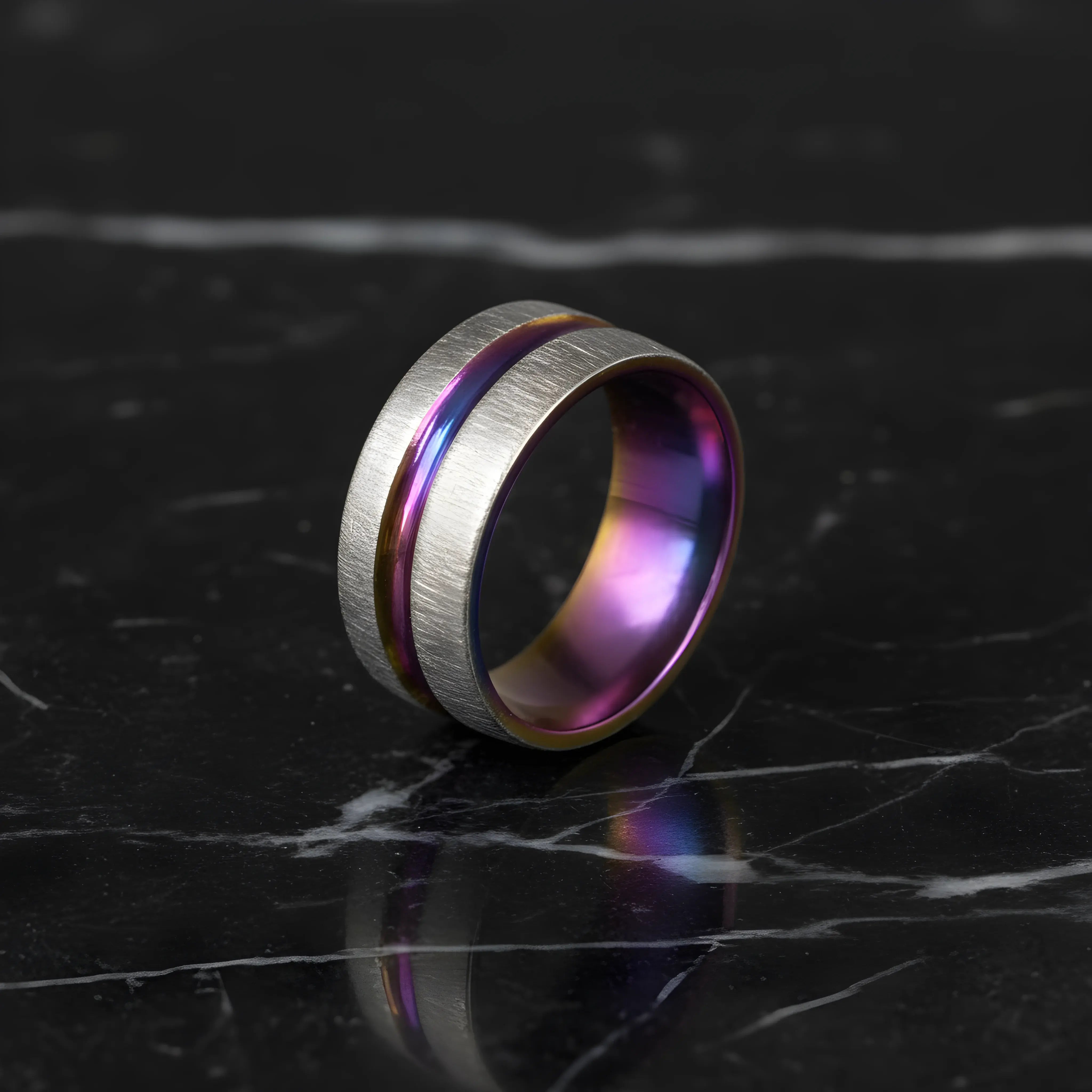 Titanium Rainbow Inlay Ring 6.2cm