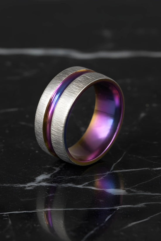 Titanium Rainbow Inlay Ring 6.2cm