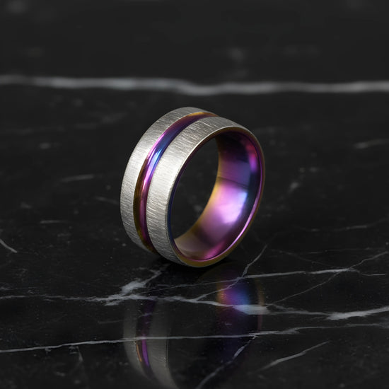Titanium Rainbow Inlay Ring 6.2cm