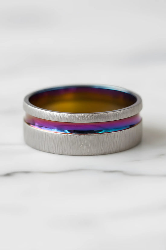 Titanium Rainbow Inlay Ring 6.2cm