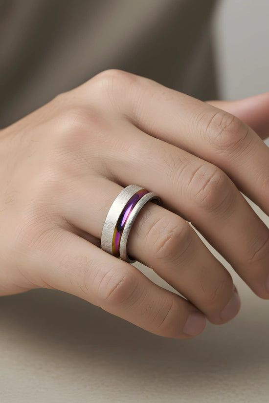 Titanium Rainbow Inlay Ring 6.2cm