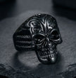 Shadow Sovereign: Ornate Black Skull Statement Ring
