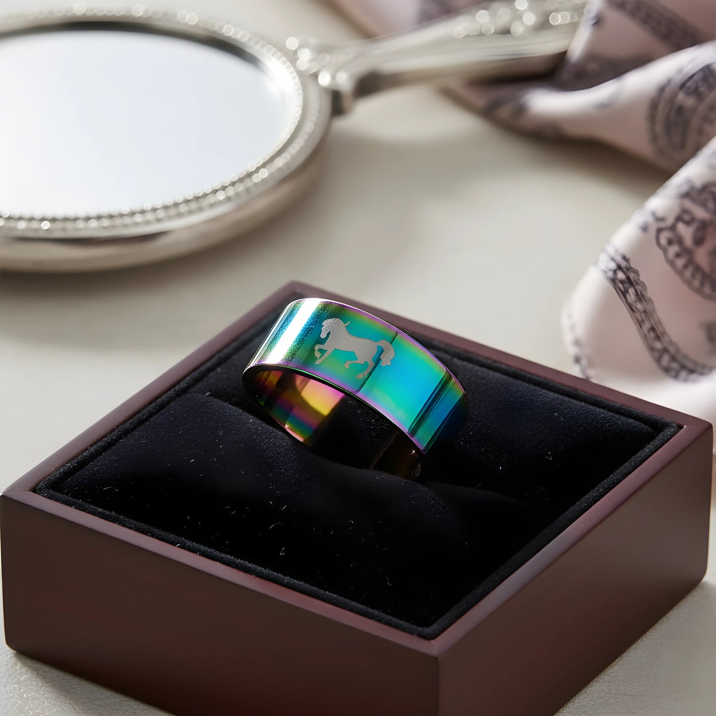 Rainbow Horse Titanium Ring 5,3cm