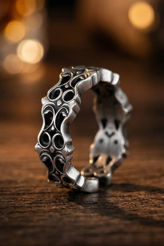 Vintage Filigree: Detailed Scrollwork Adjustable Ring