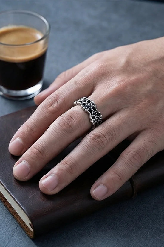 Vintage Filigree: Detailed Scrollwork Adjustable Ring
