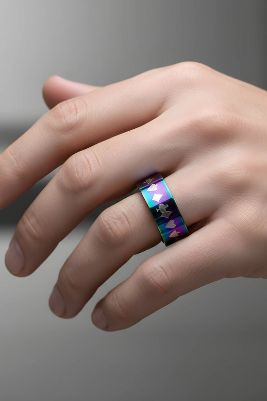 Rainbow Playing Cards Ring 5.9cm