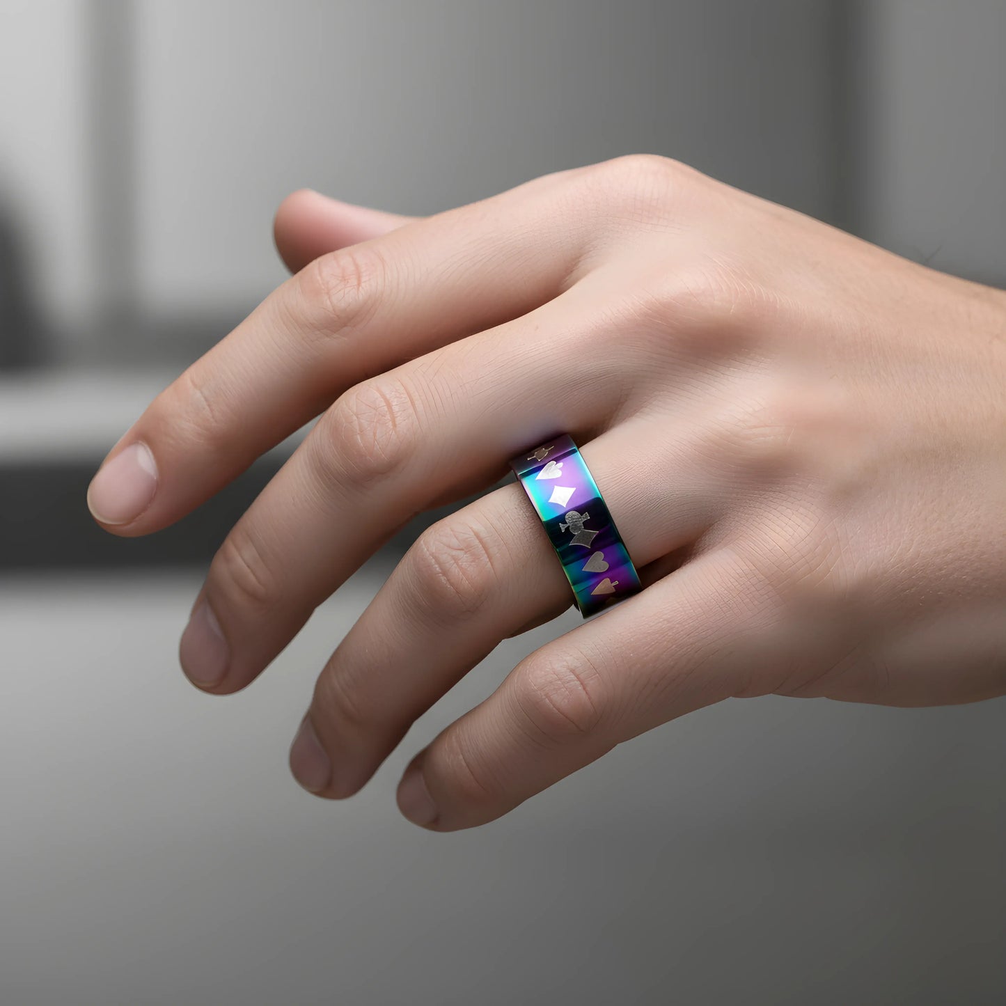 Rainbow Playing Cards Ring 5.9cm