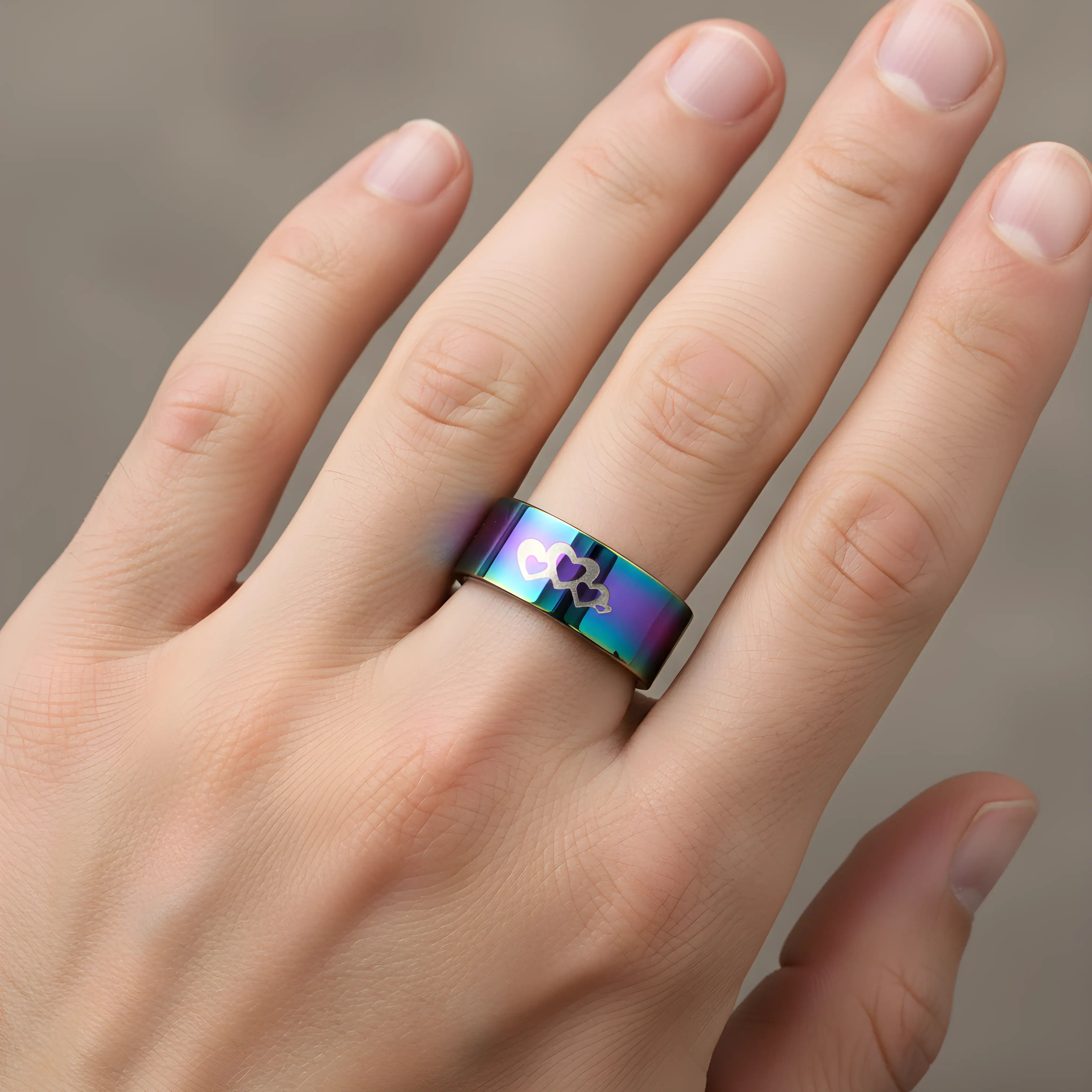 Rainbow Heart Key Ring 5.3cm