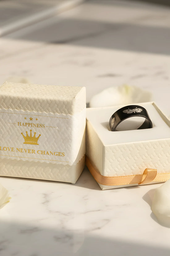 Black Butterfly Engraved Ring 5.6cm