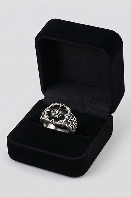 Royal Guard: Black Shield & Crown Signet Ring