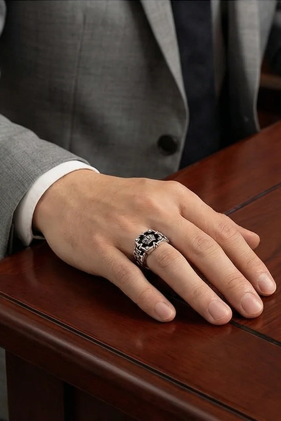 Royal Guard: Black Shield & Crown Signet Ring