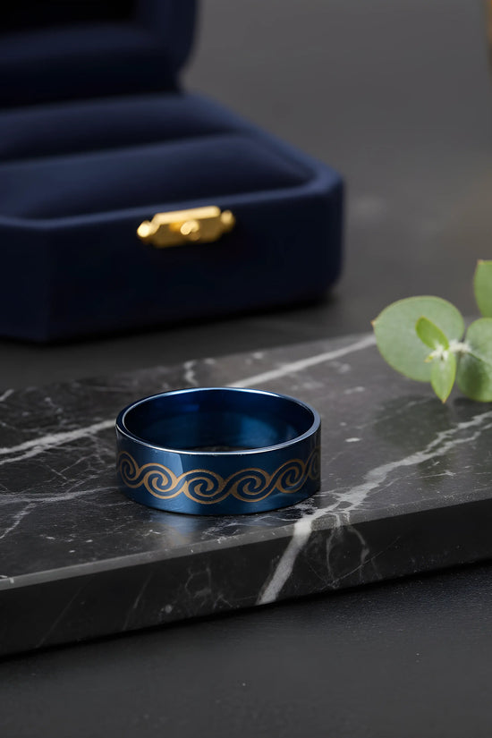 Blue Wave Engraved Ring 6.3cm