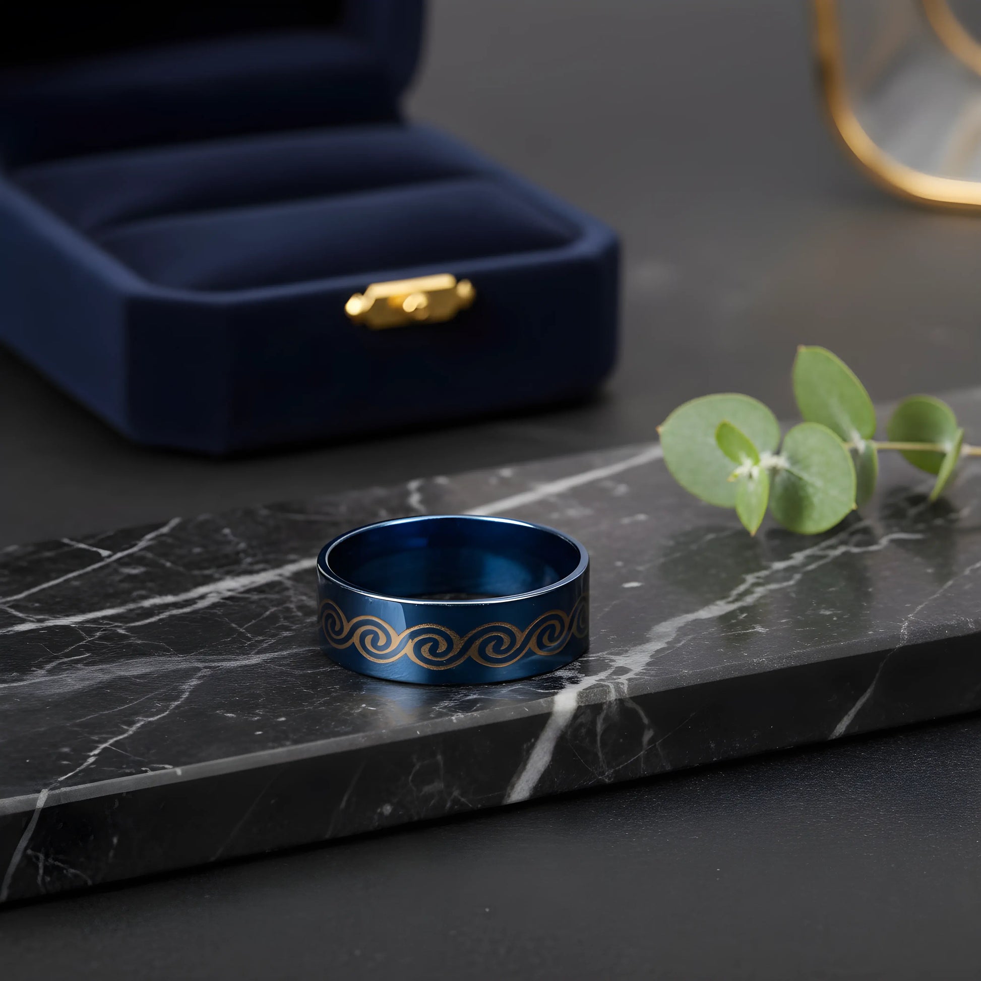Blue Wave Engraved Ring 6.3cm