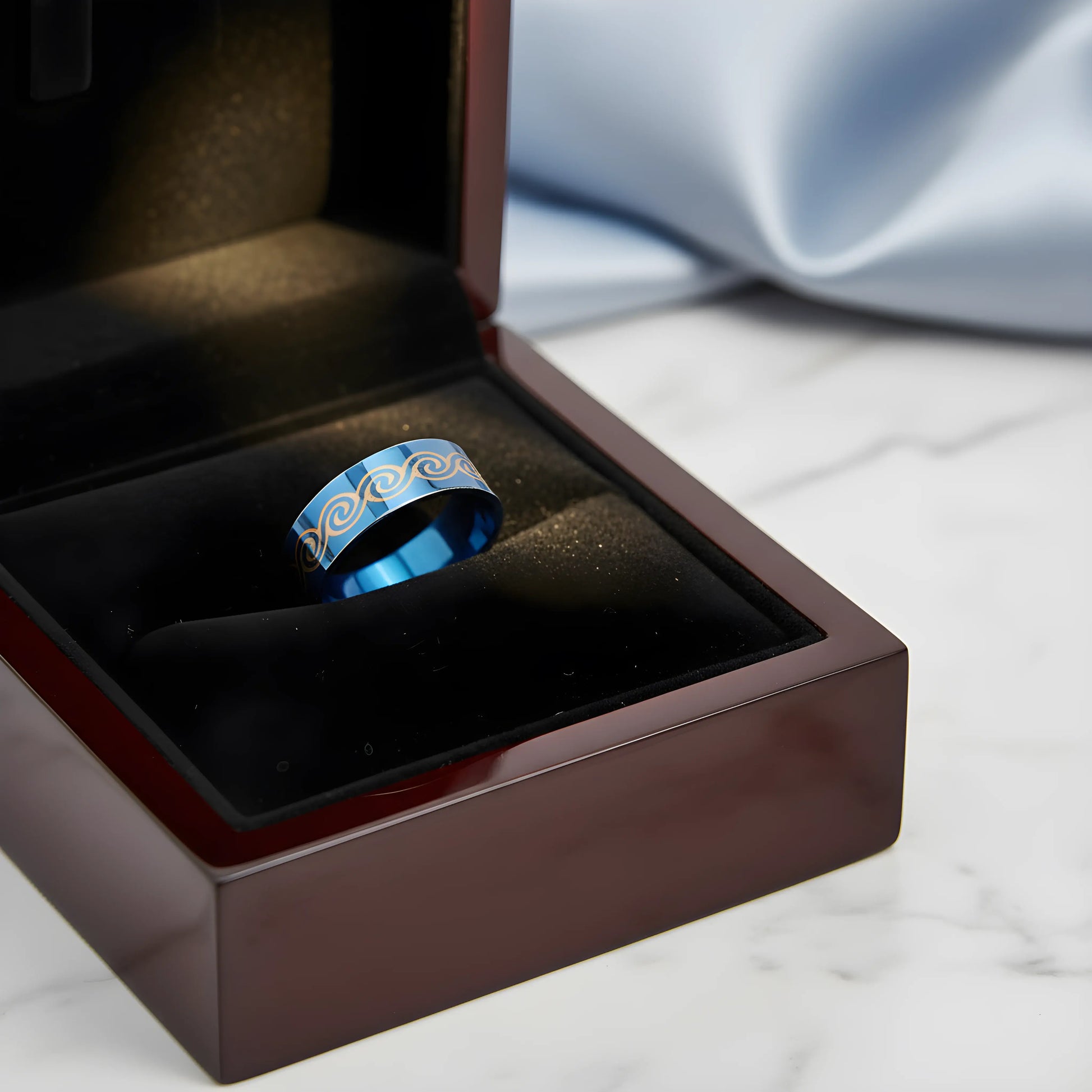 Blue Wave Engraved Ring 6.3cm