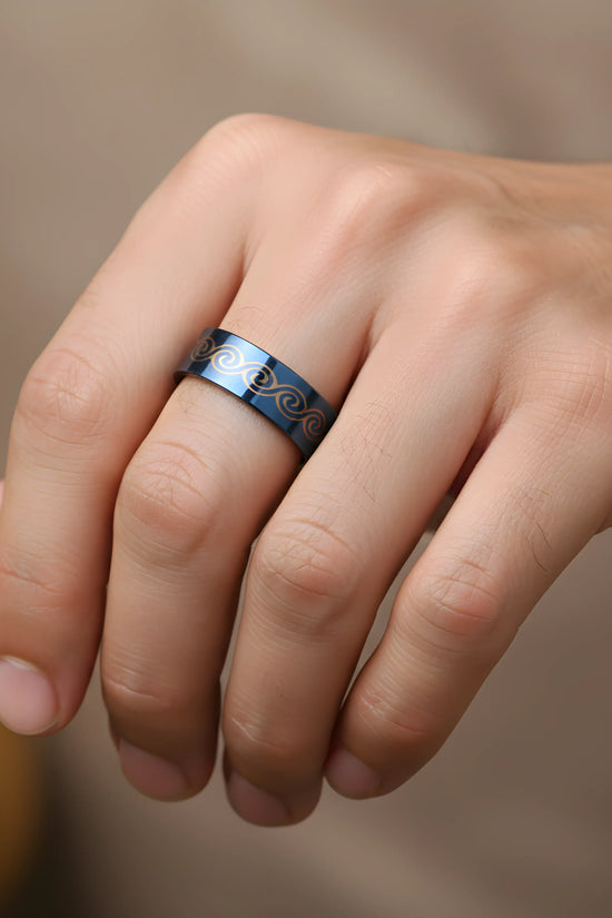 Blue Wave Engraved Ring 6.3cm