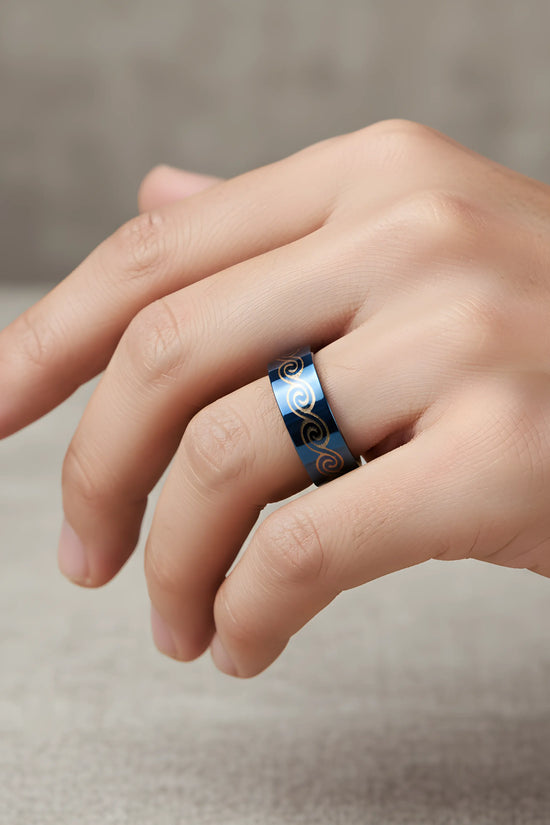Blue Wave Engraved Ring 6.3cm