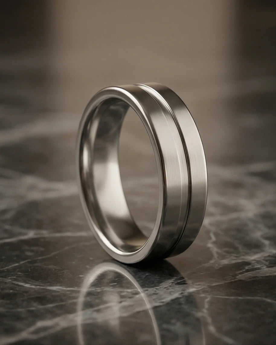 The Silver Meridian: Brushed Flat-Top Groove Band