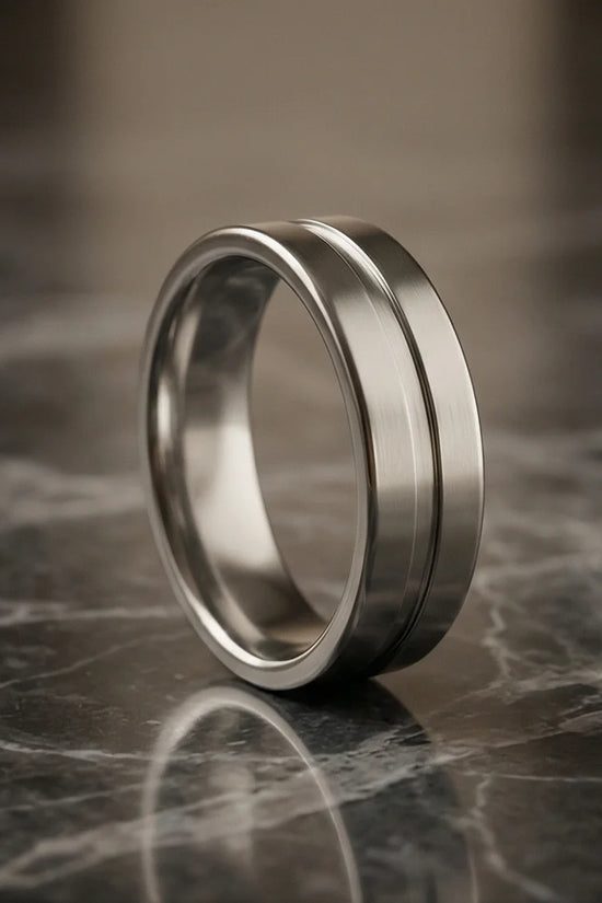 The Silver Meridian: Brushed Flat-Top Groove Band