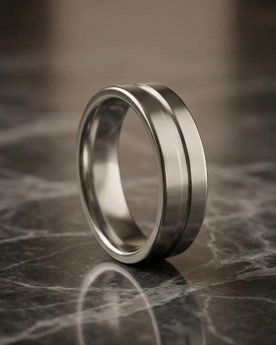 The Silver Meridian: Brushed Flat-Top Groove Band