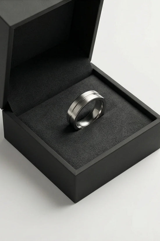 The Silver Meridian: Brushed Flat-Top Groove Band