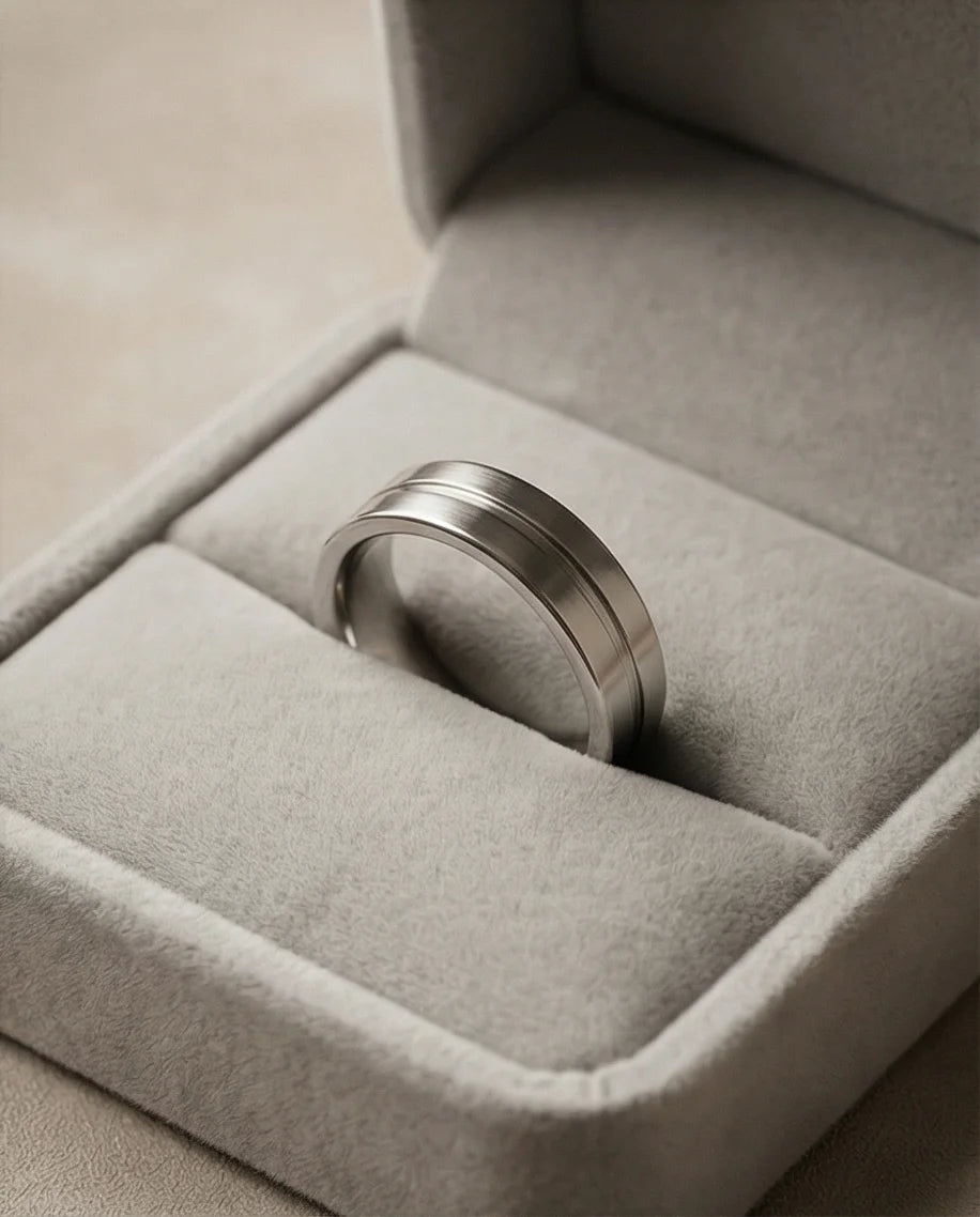 The Silver Meridian: Brushed Flat-Top Groove Band