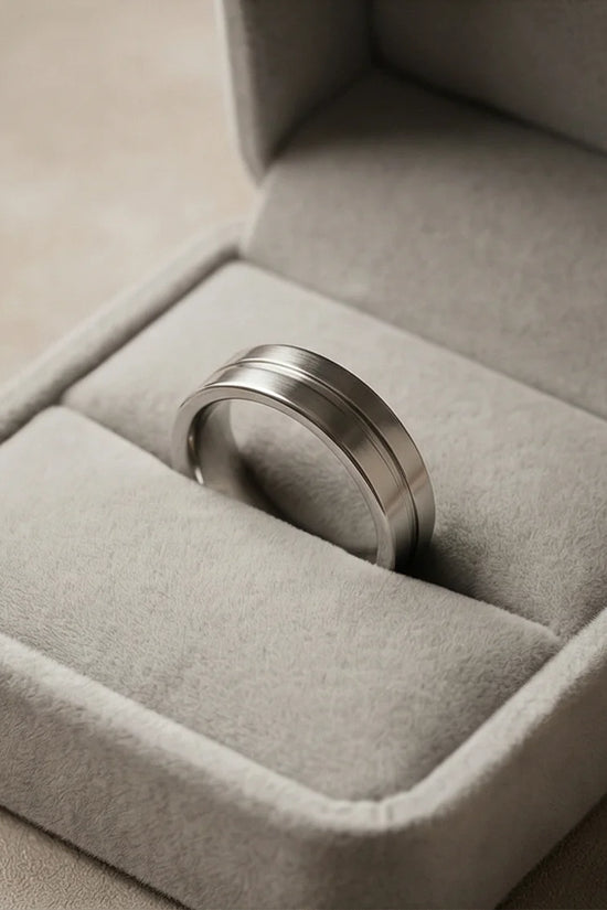 The Silver Meridian: Brushed Flat-Top Groove Band