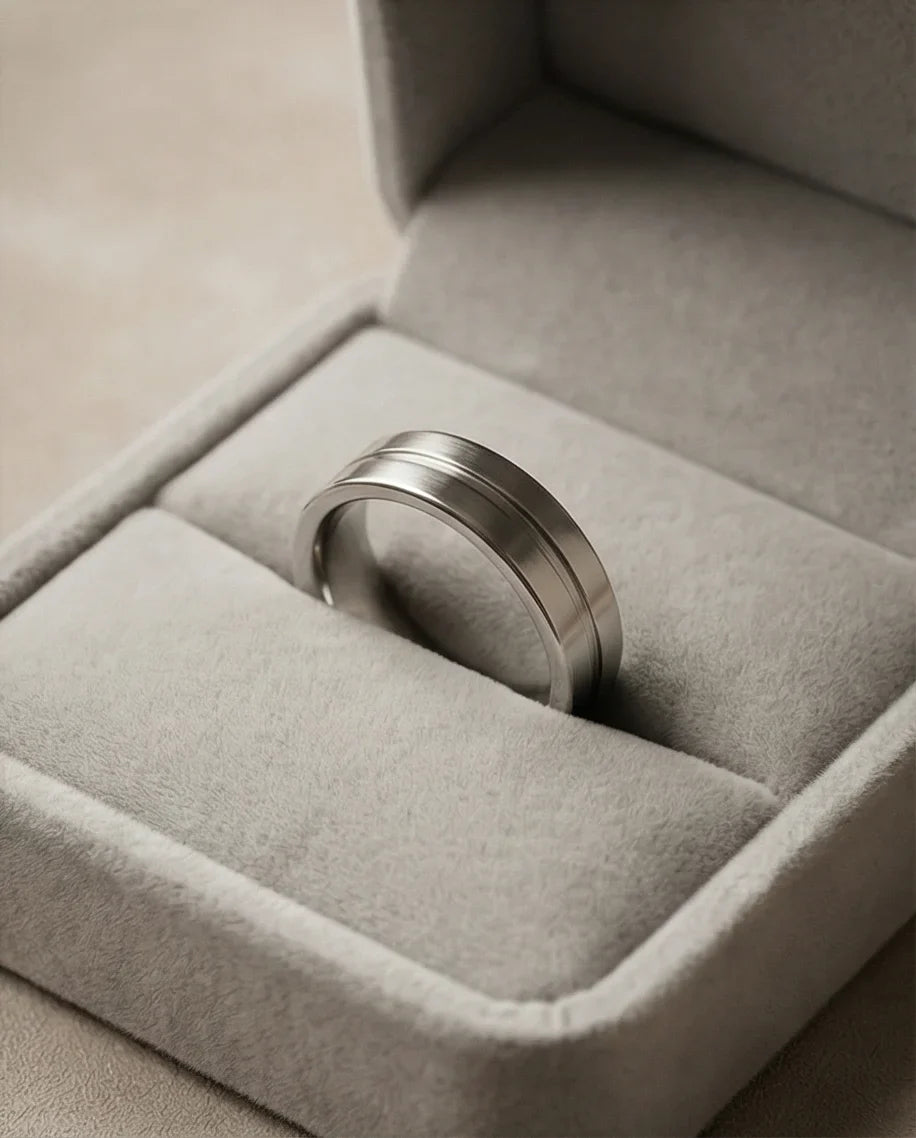 The Silver Meridian: Brushed Flat-Top Groove Band