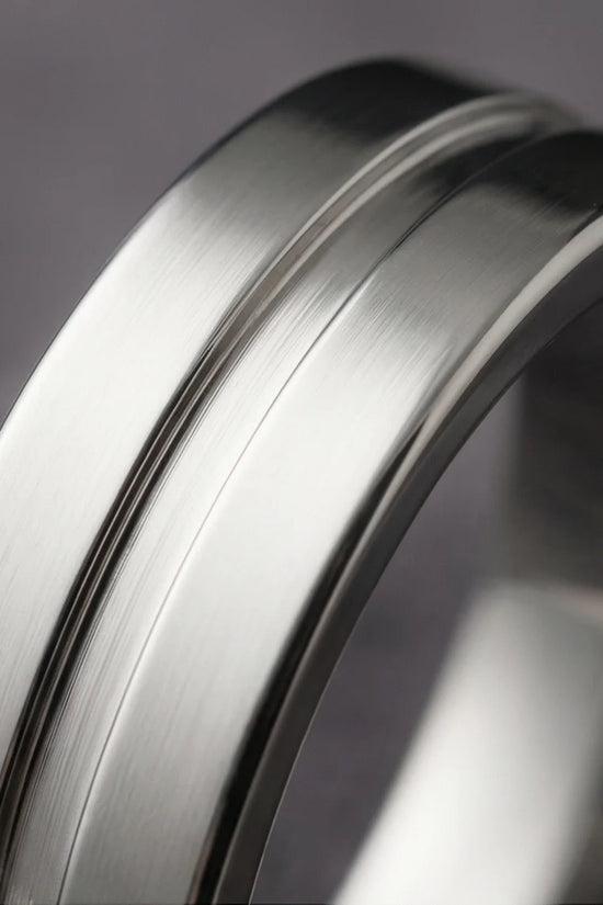The Silver Meridian: Brushed Flat-Top Groove Band