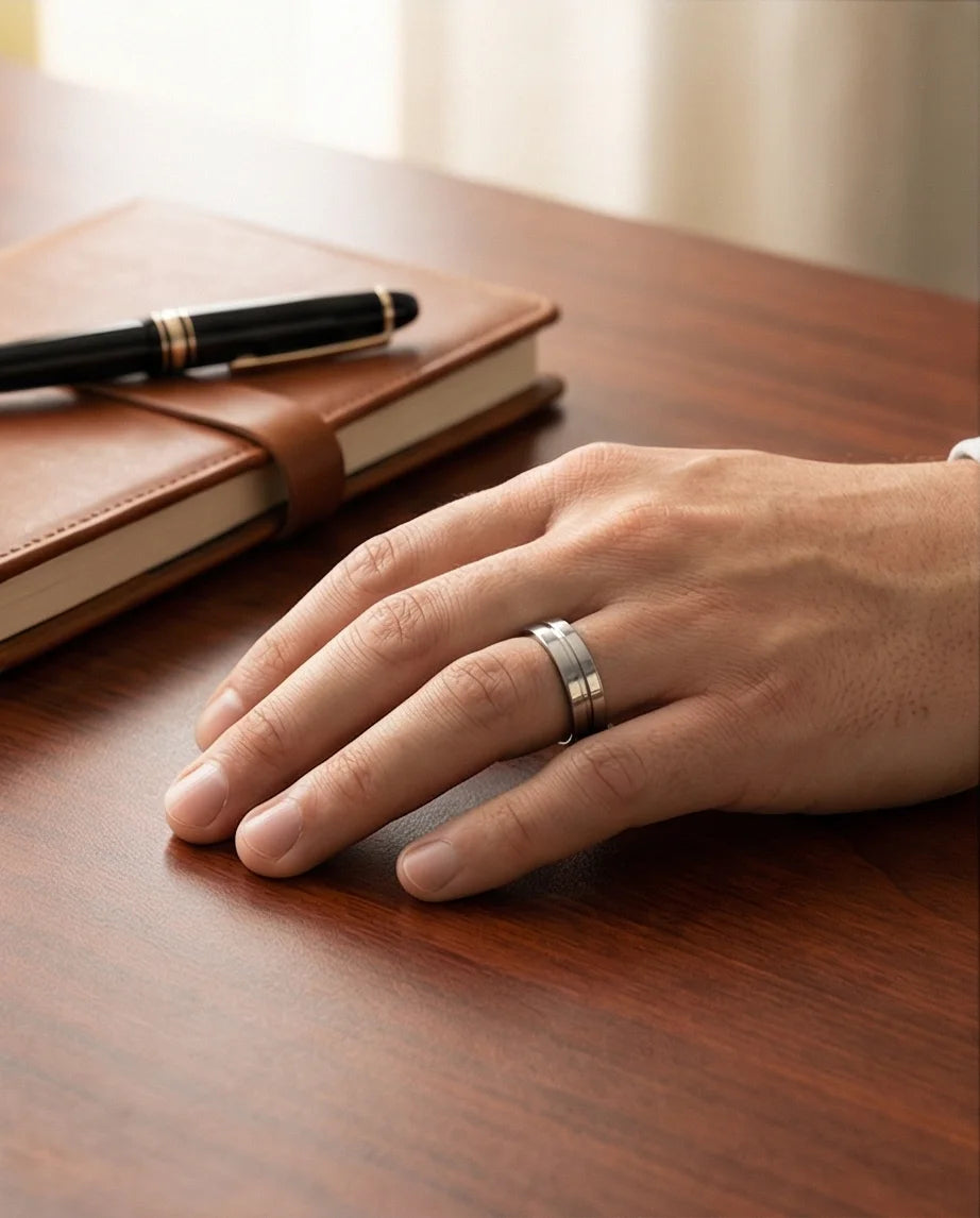 The Silver Meridian: Brushed Flat-Top Groove Band