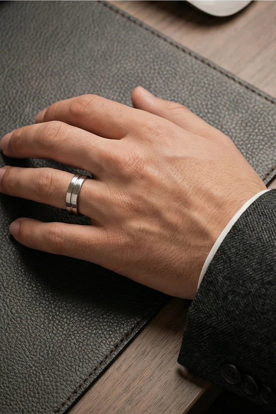 The Silver Meridian: Brushed Flat-Top Groove Band