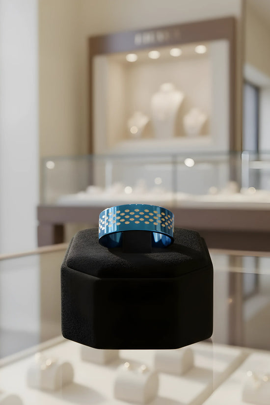 Blue Patterned Statement Ring 5.7cm
