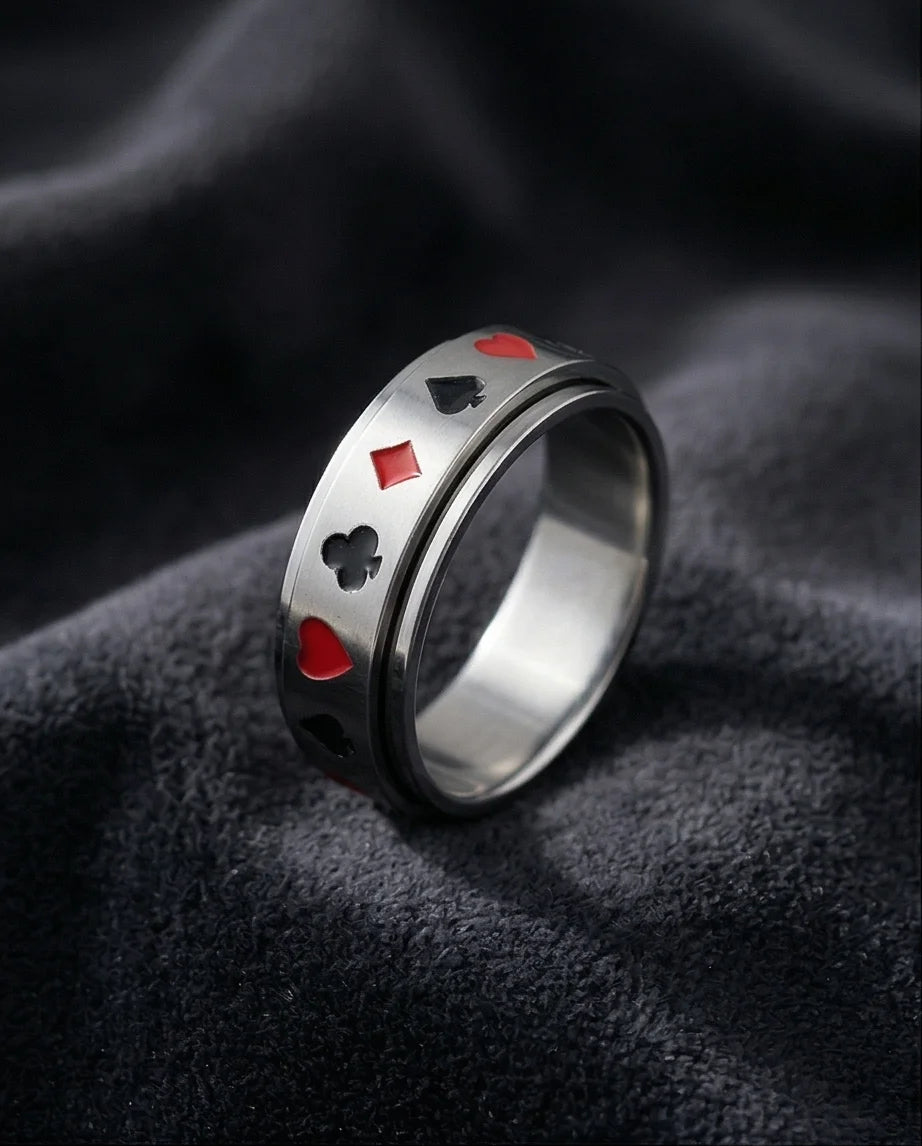 The Royal Flush: Playing Card Suits Spinner Band