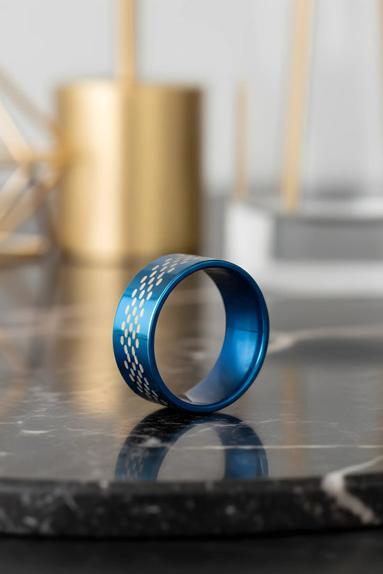 Blue Patterned Statement Ring 5.7cm