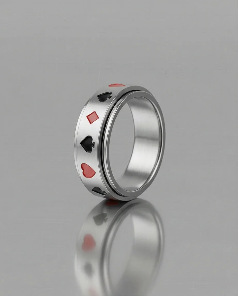 The Royal Flush: Playing Card Suits Spinner Band