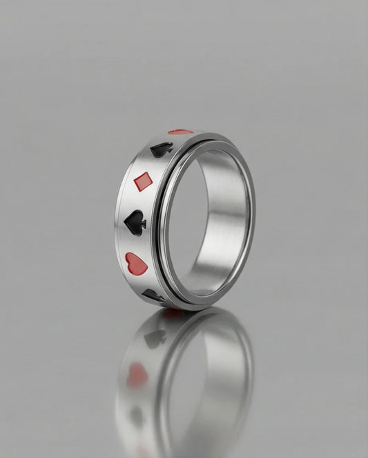 The Royal Flush: Playing Card Suits Spinner Band