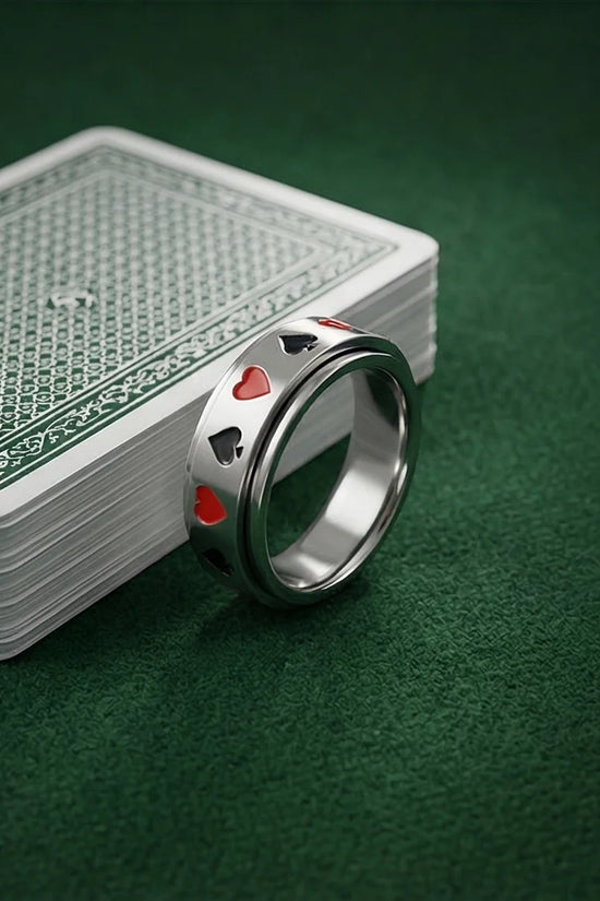 The Royal Flush: Playing Card Suits Spinner Band